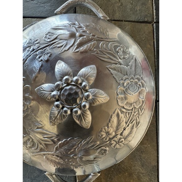 Everlast Hand Forged Aluminum Covered Serving Dish Roses Casserole Handmade - Picture 3 of 16